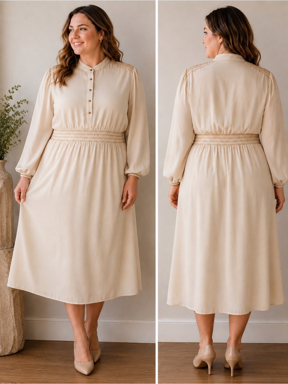 Vintage Leslie Fay Union Made USA Prairie Midi Dress 1980s Romantic Cottagecore
